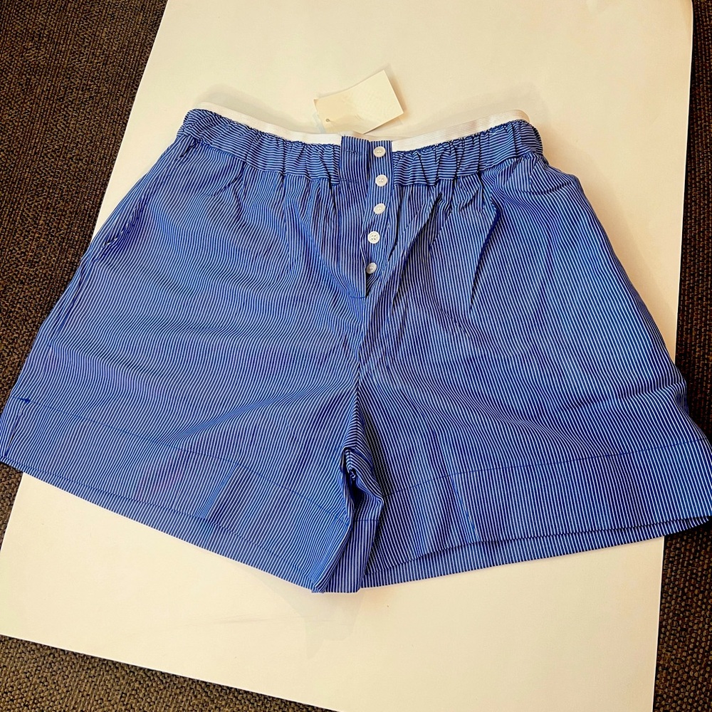 BNWT PEAOFBLRD Blue Striped Women's Shorts L